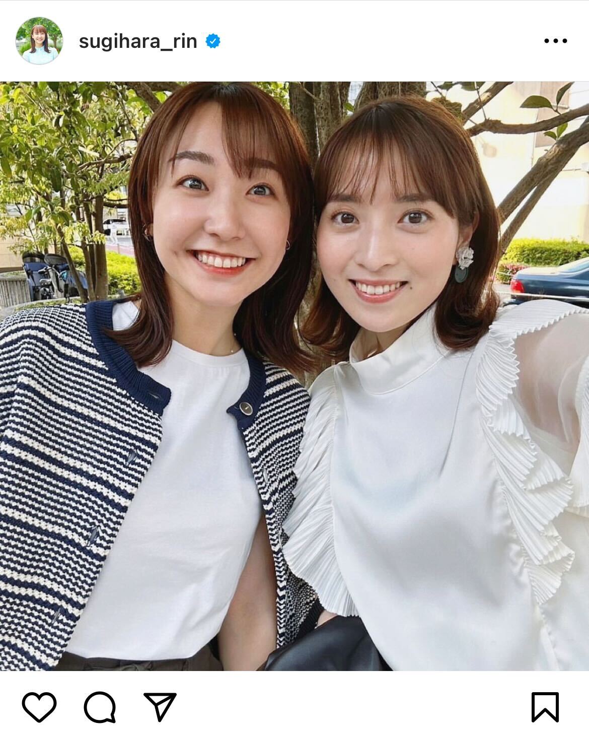 杉原凜アナウンサーのインスタグラムから