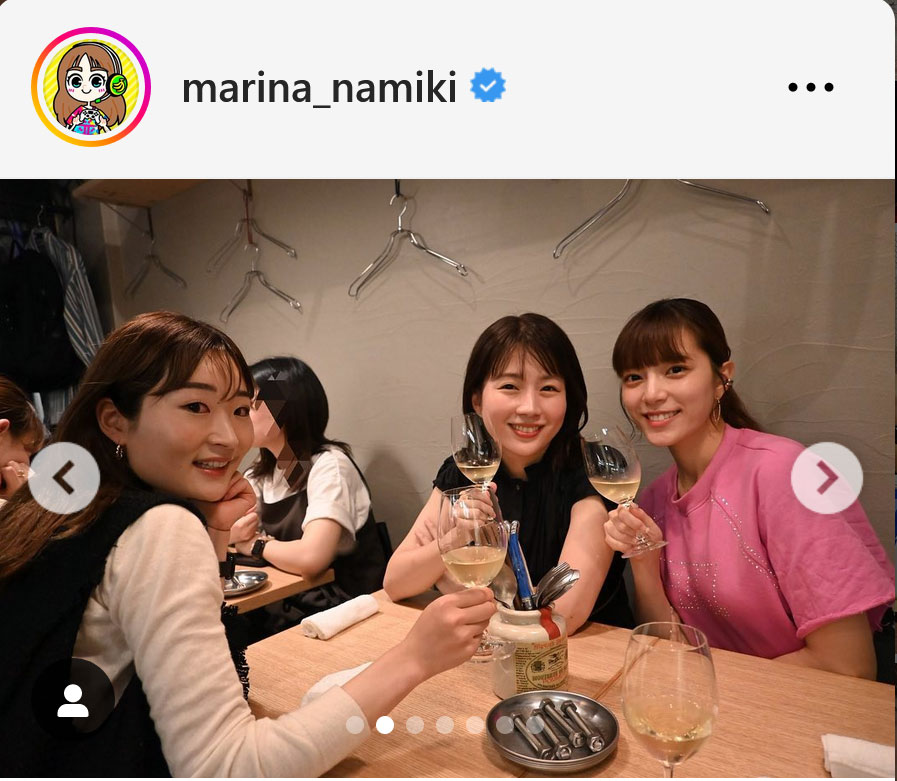 並木万里菜アナのインスタグラムから