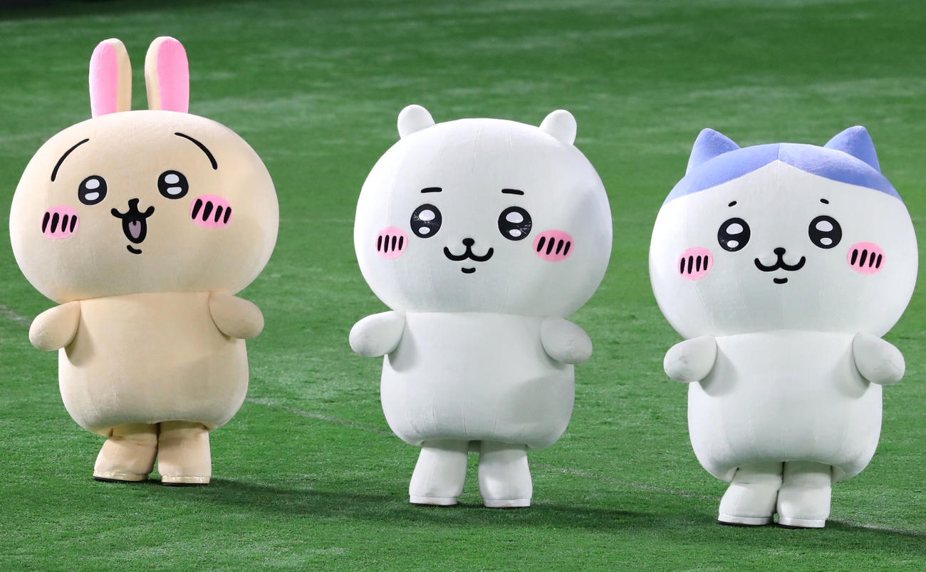 左からうさぎ、ちいかわ、ハチワレ（2023年5月撮影）
