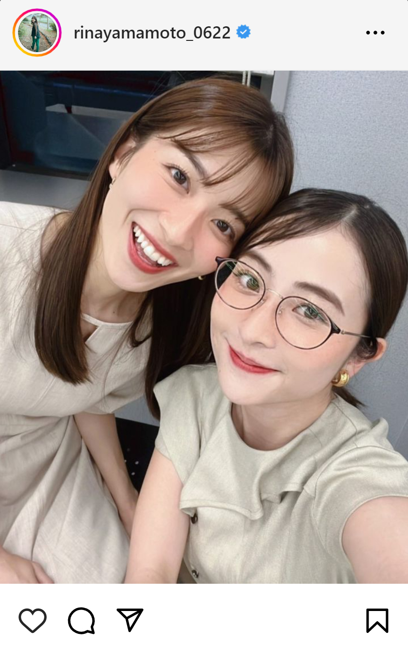 山本里菜アナのインスタグラムから