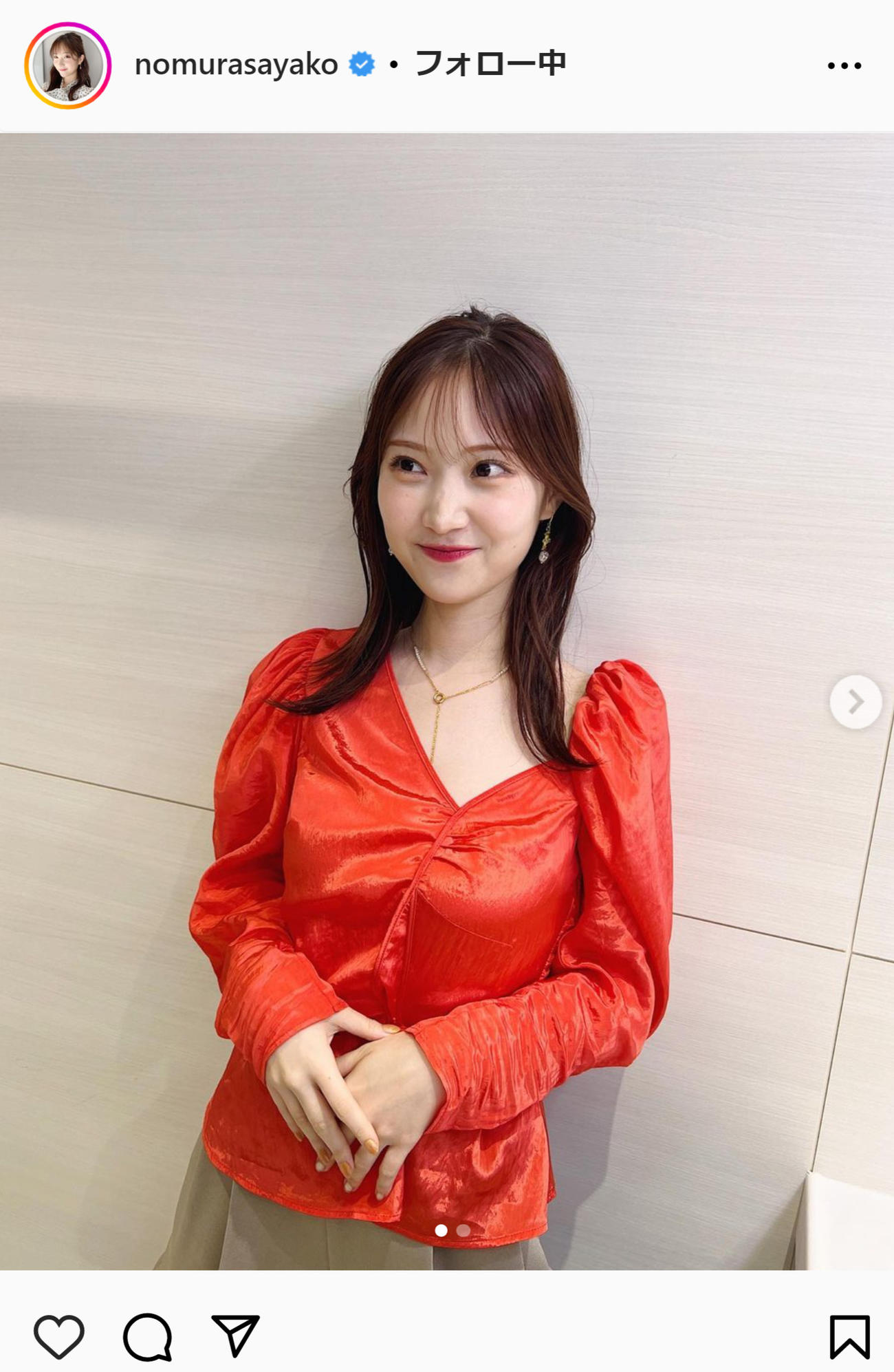 野村彩也子アナのインスタグラムから