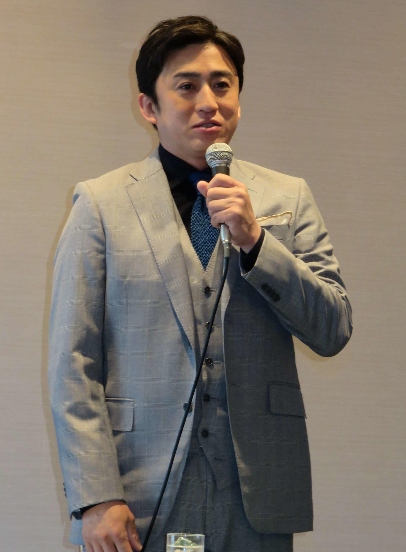 七月大歌舞伎の取材会に臨んだ松本幸四郎（撮影・村上久美子）
