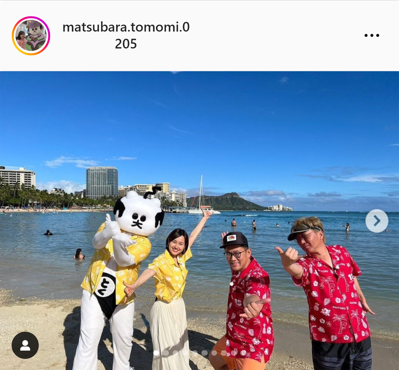 左から大とくさん、中京テレビの松原朋美アナ、ビビる大木、スピードワゴン小沢（松原朋美アナのインスタグラムから）