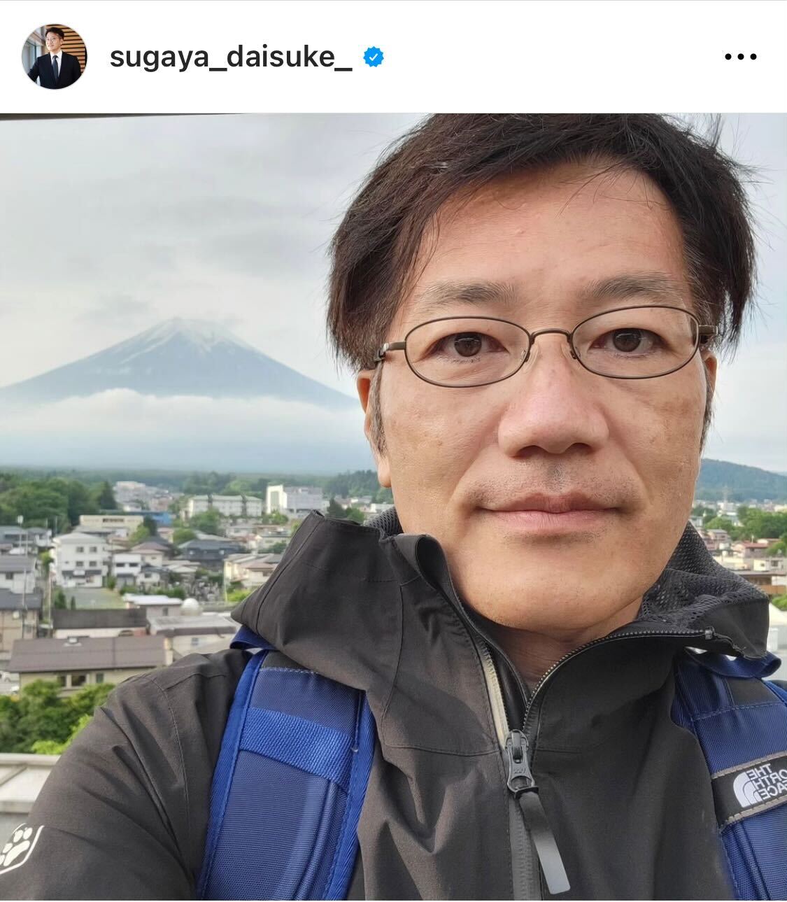 日本テレビ菅谷大介アナは杓子山に登る（菅谷大介アナのインスタグラムから）