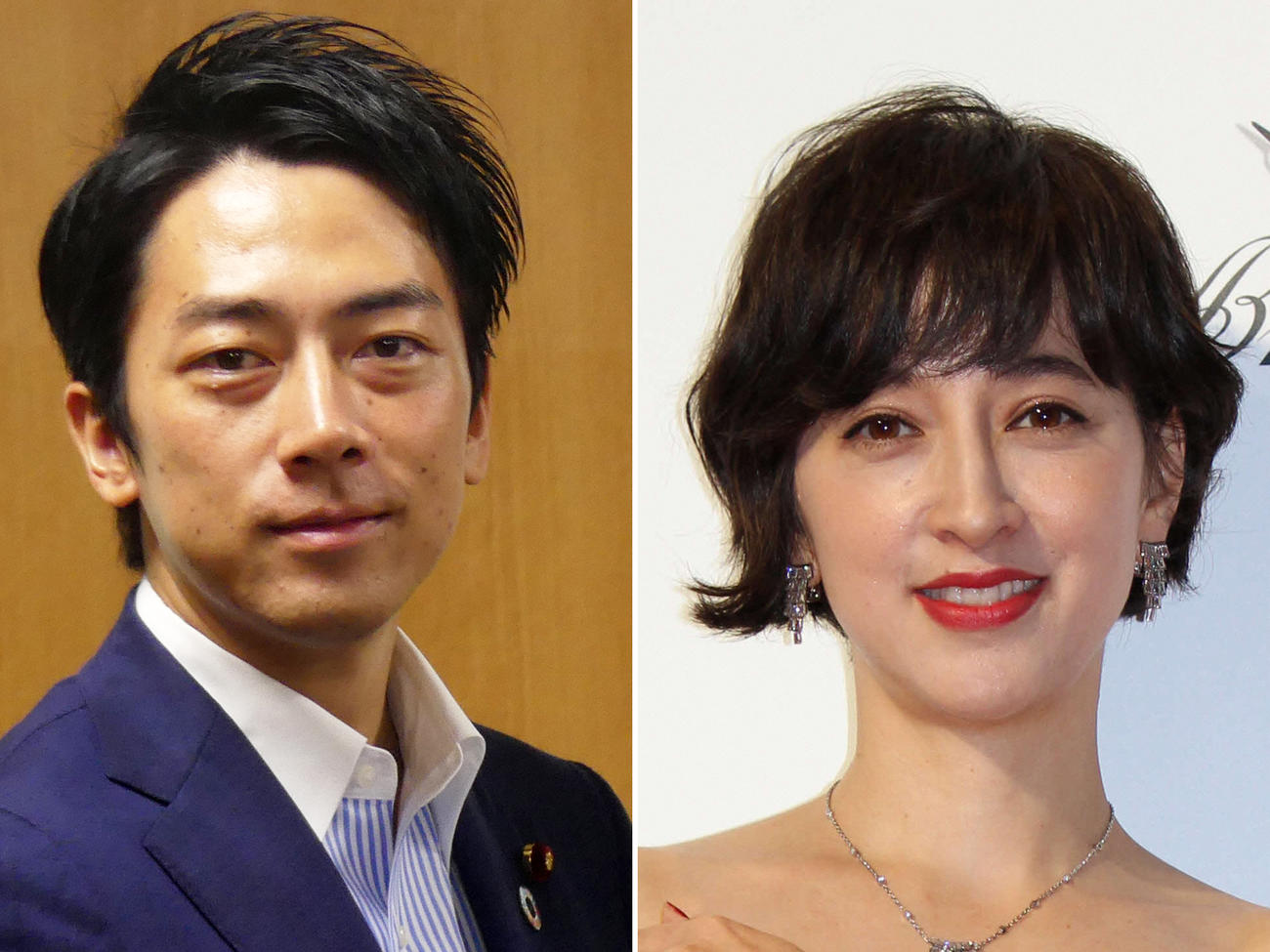 小泉進次郎氏（左）と滝川クリステル