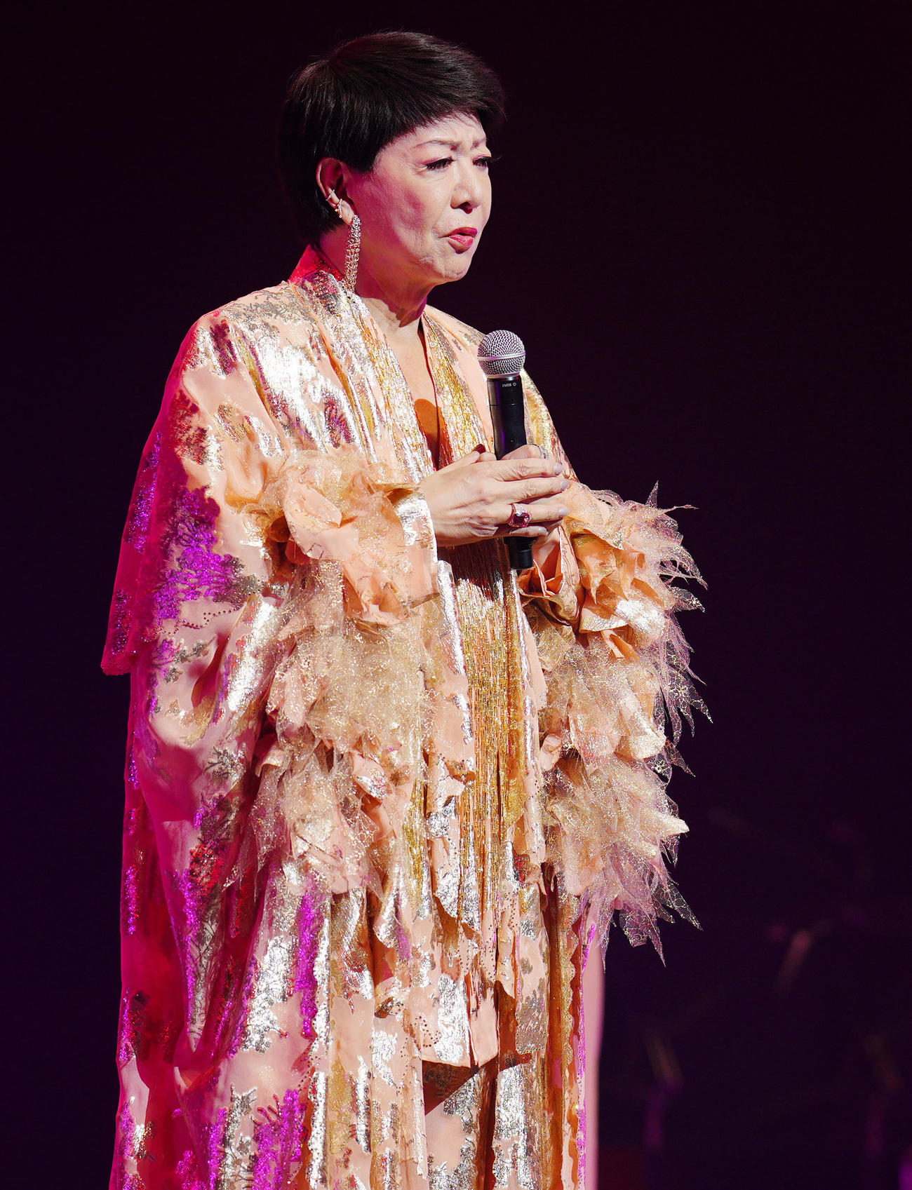 コンサート前の取材会で記者の質問に答える美川憲一（撮影・垰建太）