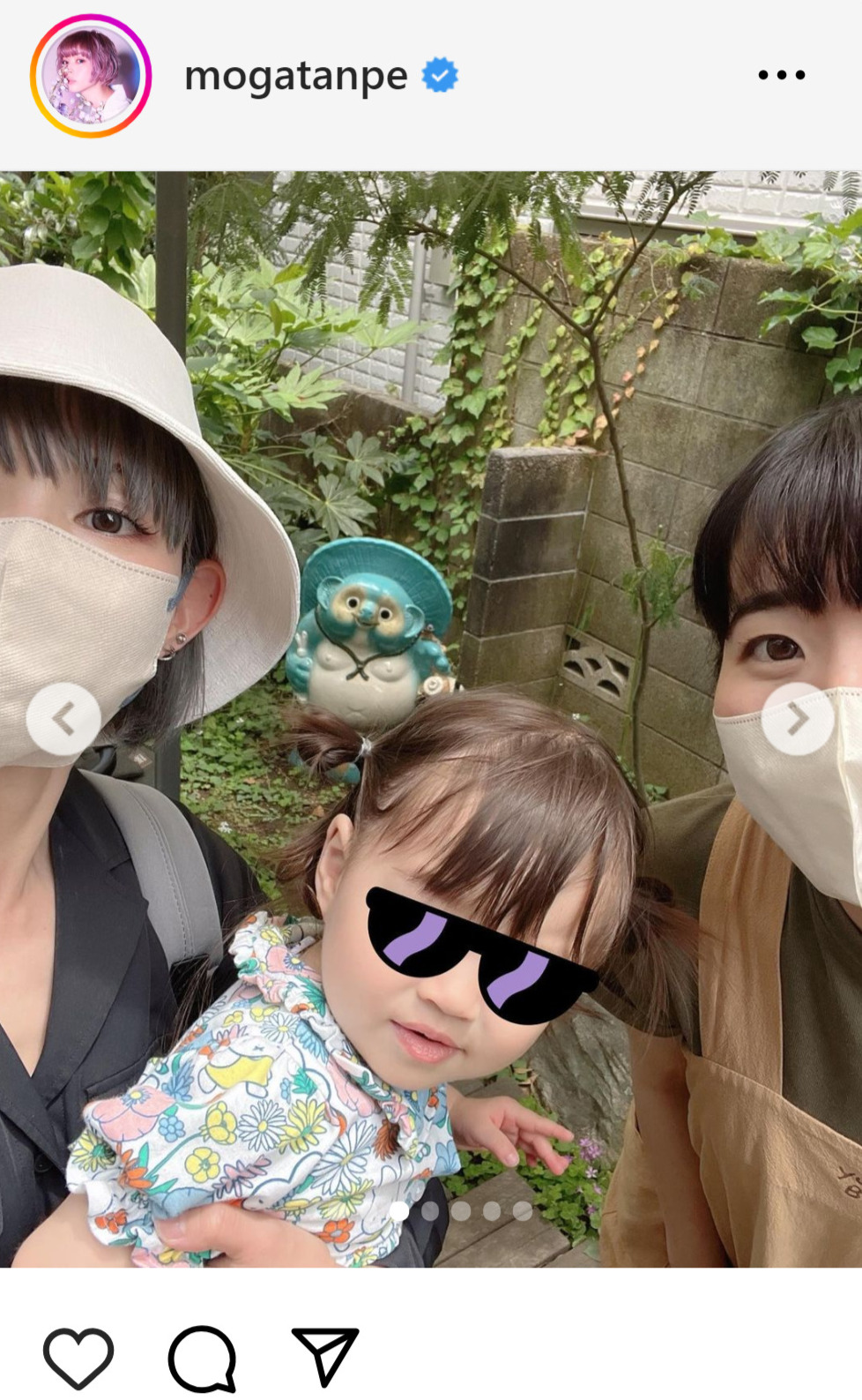 最上もが（左）とその娘（中央）、夢眠ねむさん（最上もがのインスタグラムから）
