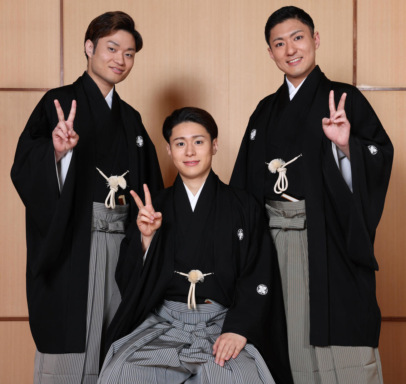 初の自主公演「神谷町小歌舞伎」を行う成駒屋3兄弟。左から中村福之助、中村歌之助、中村橋之助（撮影・野上伸悟）