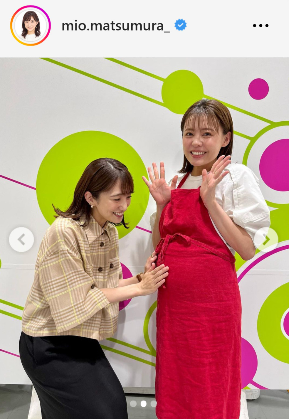 松村未央アナ（左）と宮澤智アナ（松村未央のインスタグラムから）