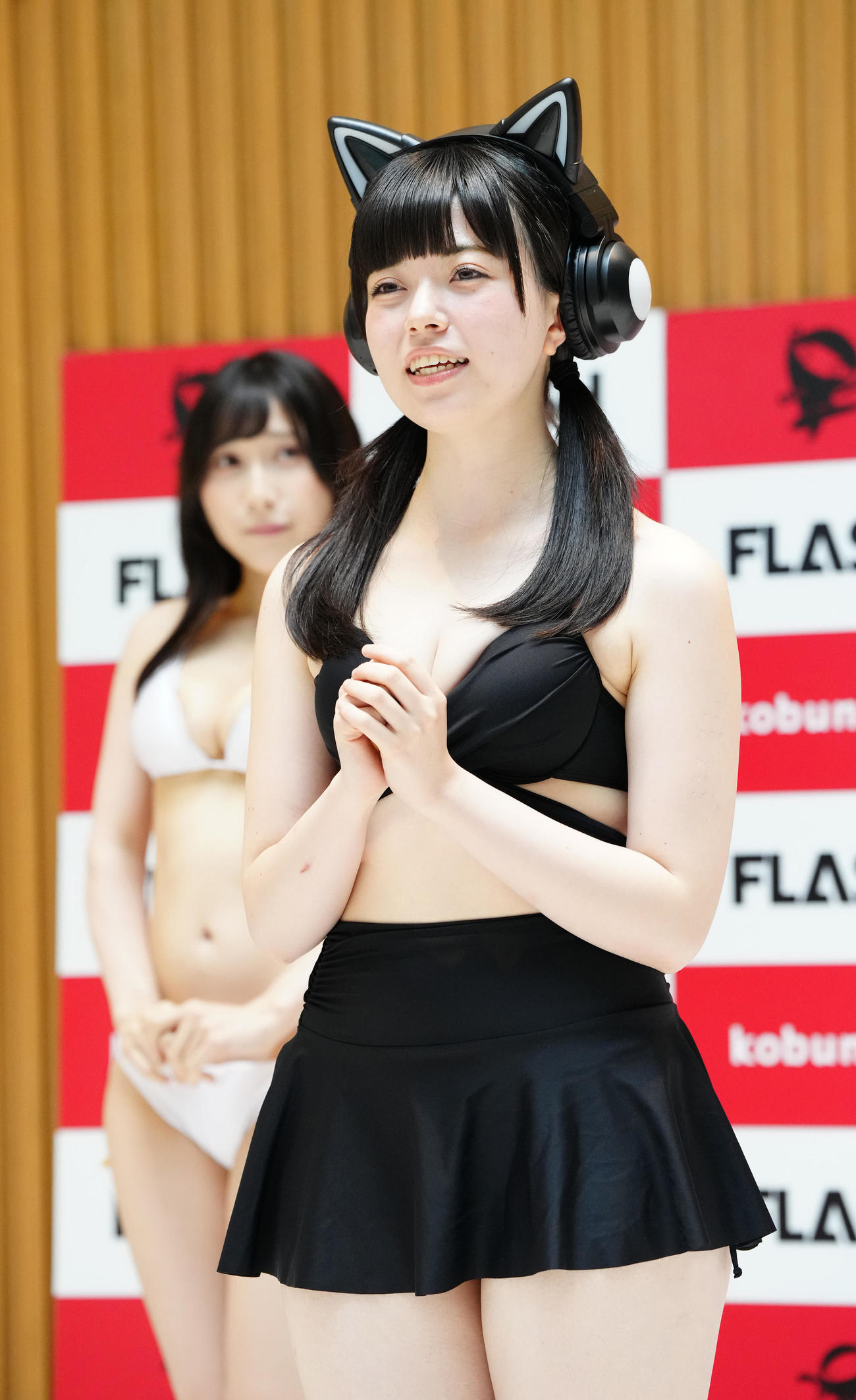 「ミスFLASH2024選考オーディション候補者50名」発表会見に臨む桜井エミリア（撮影・江口和貴）