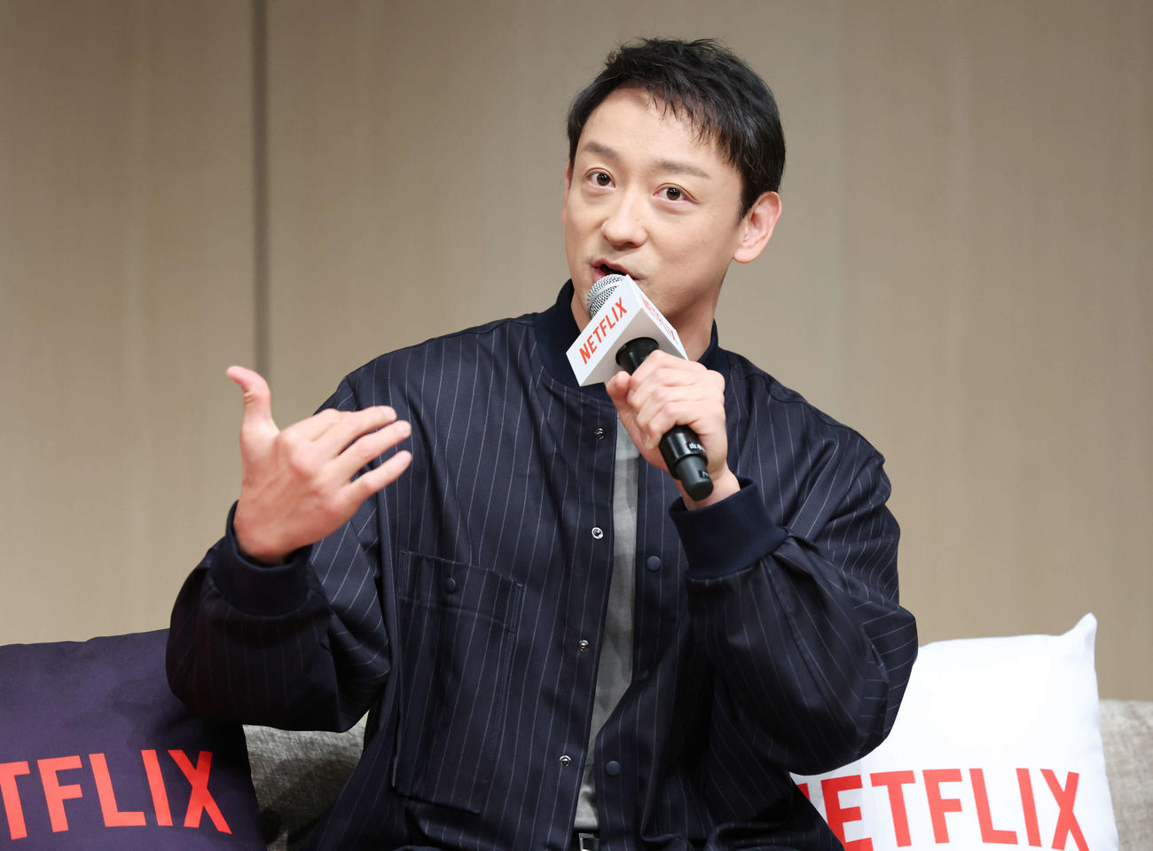 Netflixシリーズ「離婚しようよ」配信記念イベントで話す山本耕史（撮影・宮地輝）