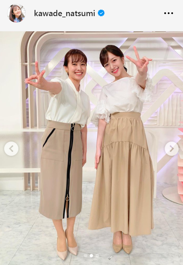 河出奈都美アナ（左）と刈川くるみアナ（河出奈都美アナのインスタグラムから）