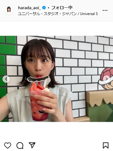 元櫻坂フジ原田葵アナがUSJでマリオのヒゲ眼鏡姿披露で萌え