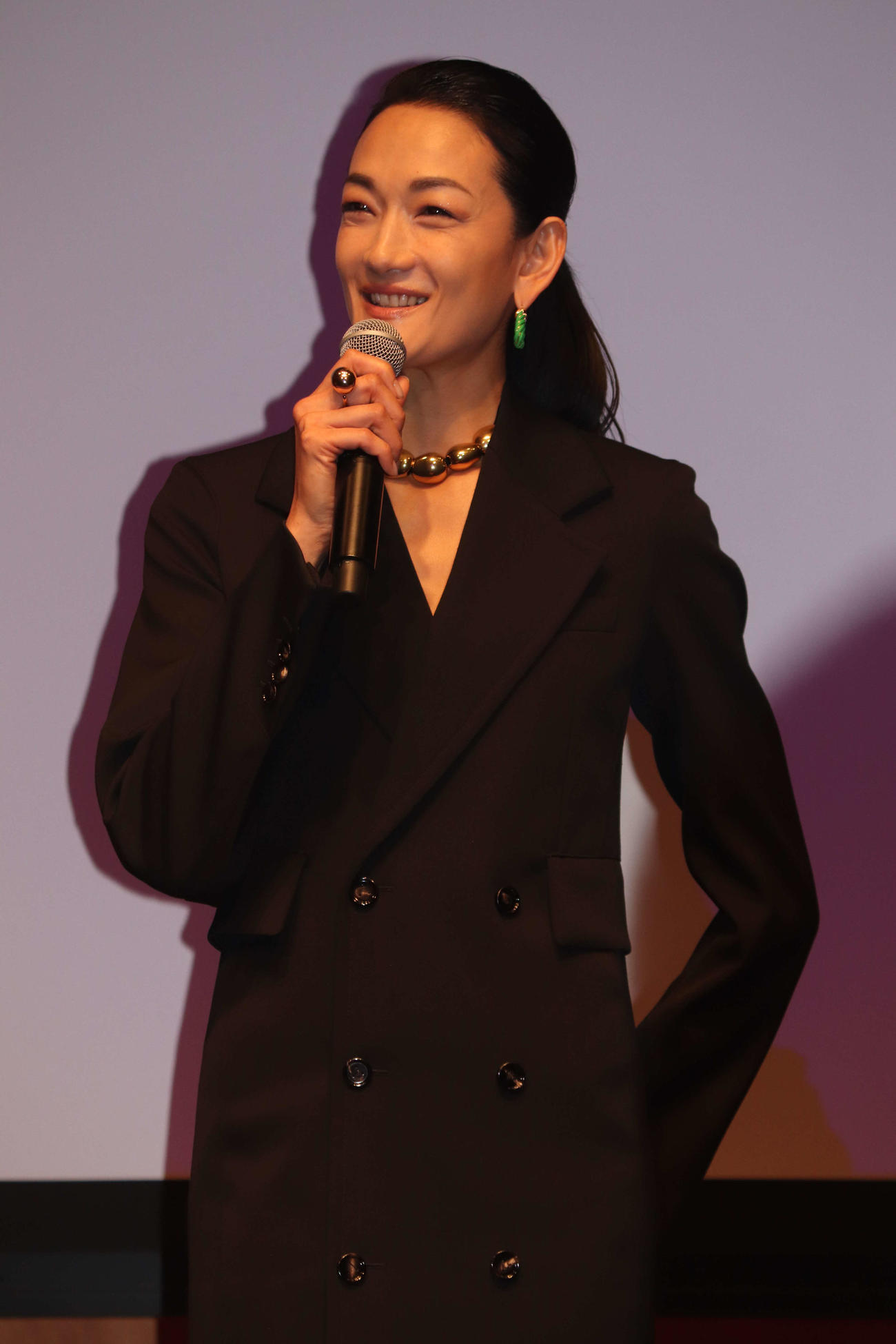 A－PAB（放送サービス高度化推進協会）記者発表会に登壇した冨永愛（撮影・加藤理沙）
