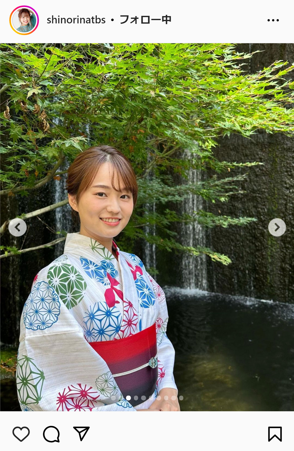 篠原梨菜アナのインスタグラムから