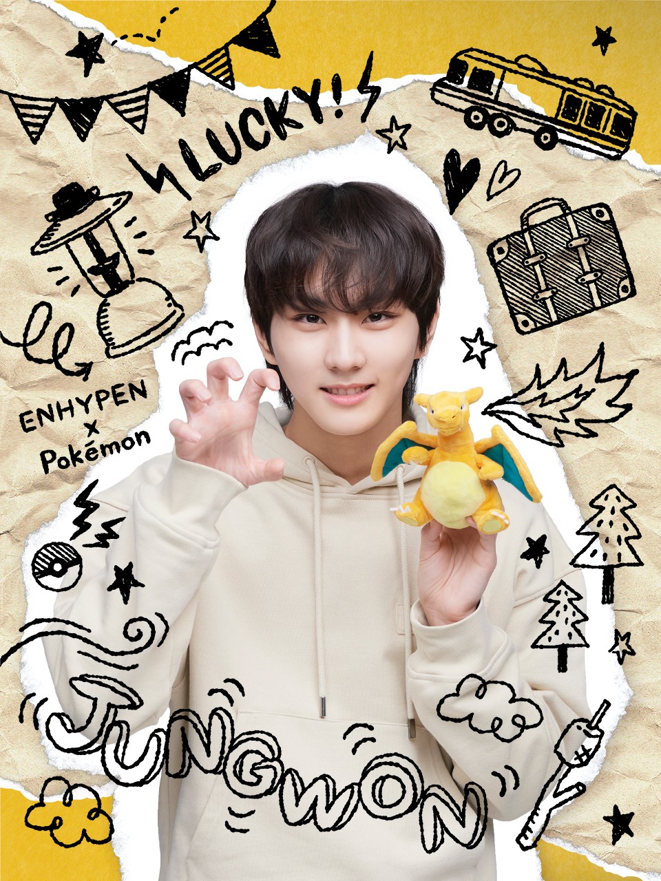 ENHYPENのJUNGWONはリザードンを選択（C）Pokemon／Nintendo／CR／GF