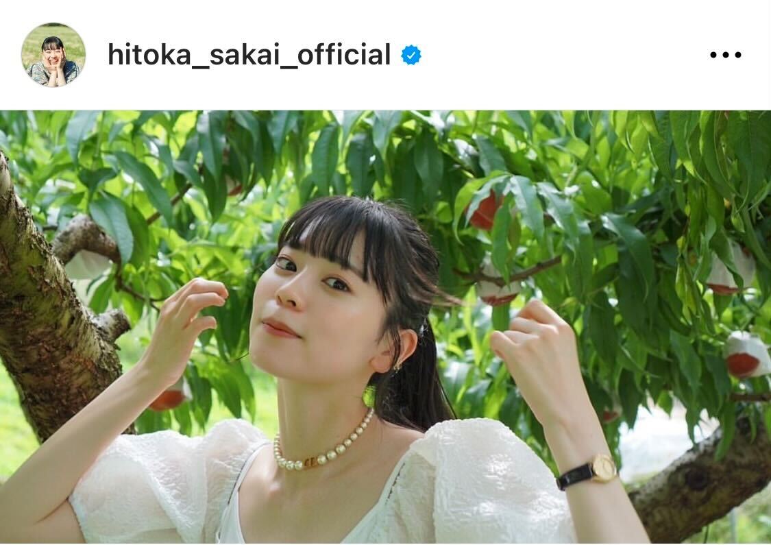 もも狩りに出かけた様子を公開した超ときめき宣伝部の坂井仁香（坂井仁香のインスタグラムから）