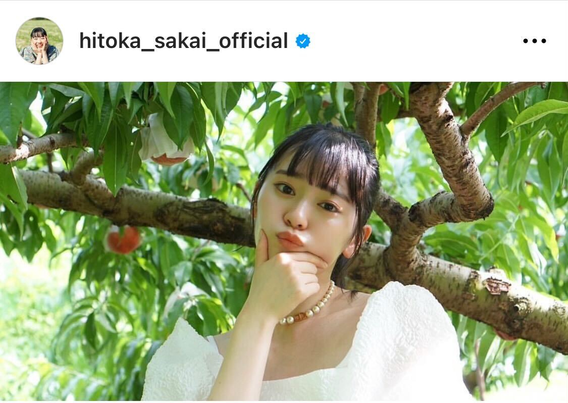 もも狩りに出かけた様子を公開した超ときめき宣伝部の坂井仁香（坂井仁香のインスタグラムから）