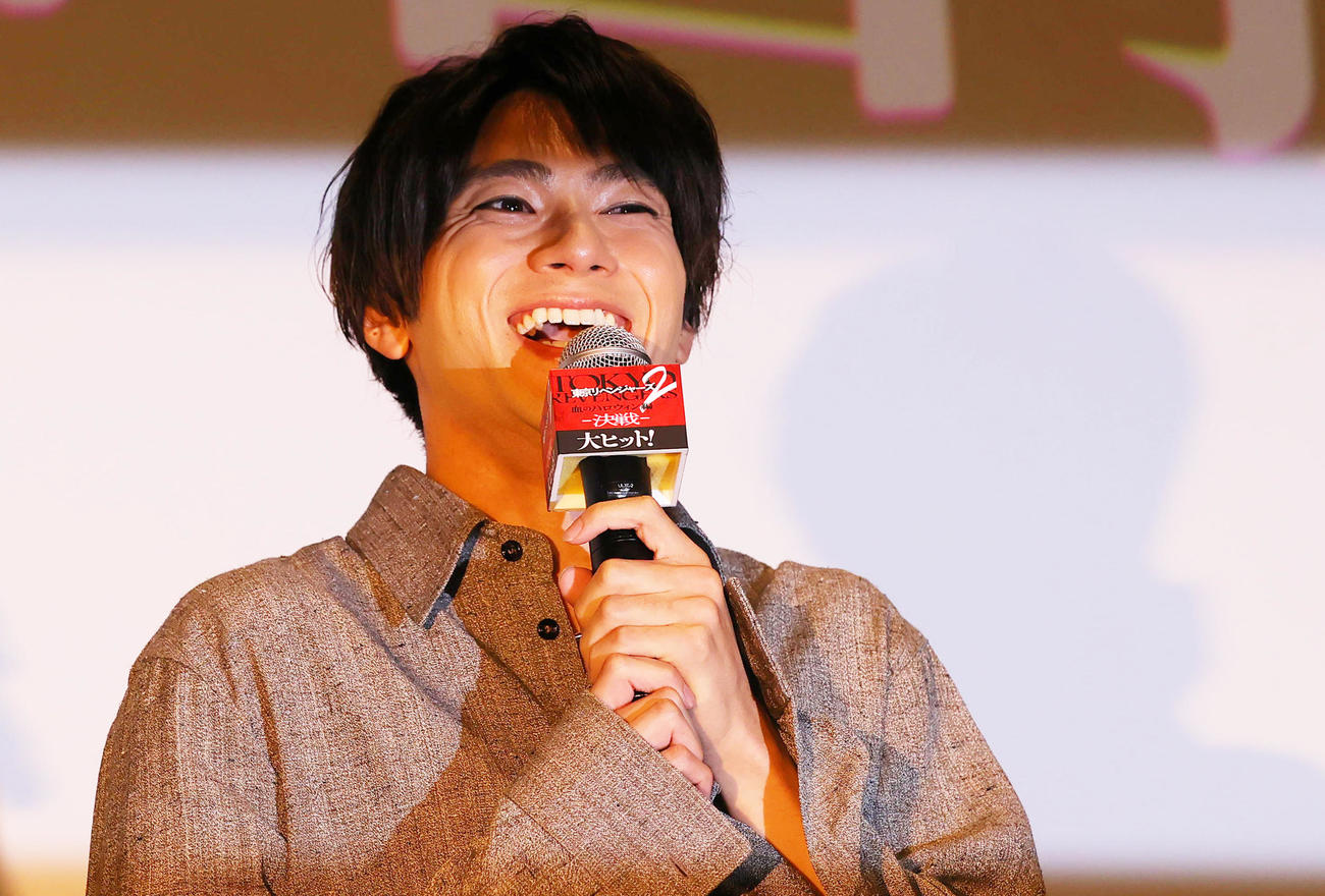 「東京リベンジャーズ2　血のハロウィン編－決戦－」大ヒット舞台あいさつを行った山田裕貴（撮影・野上伸悟）