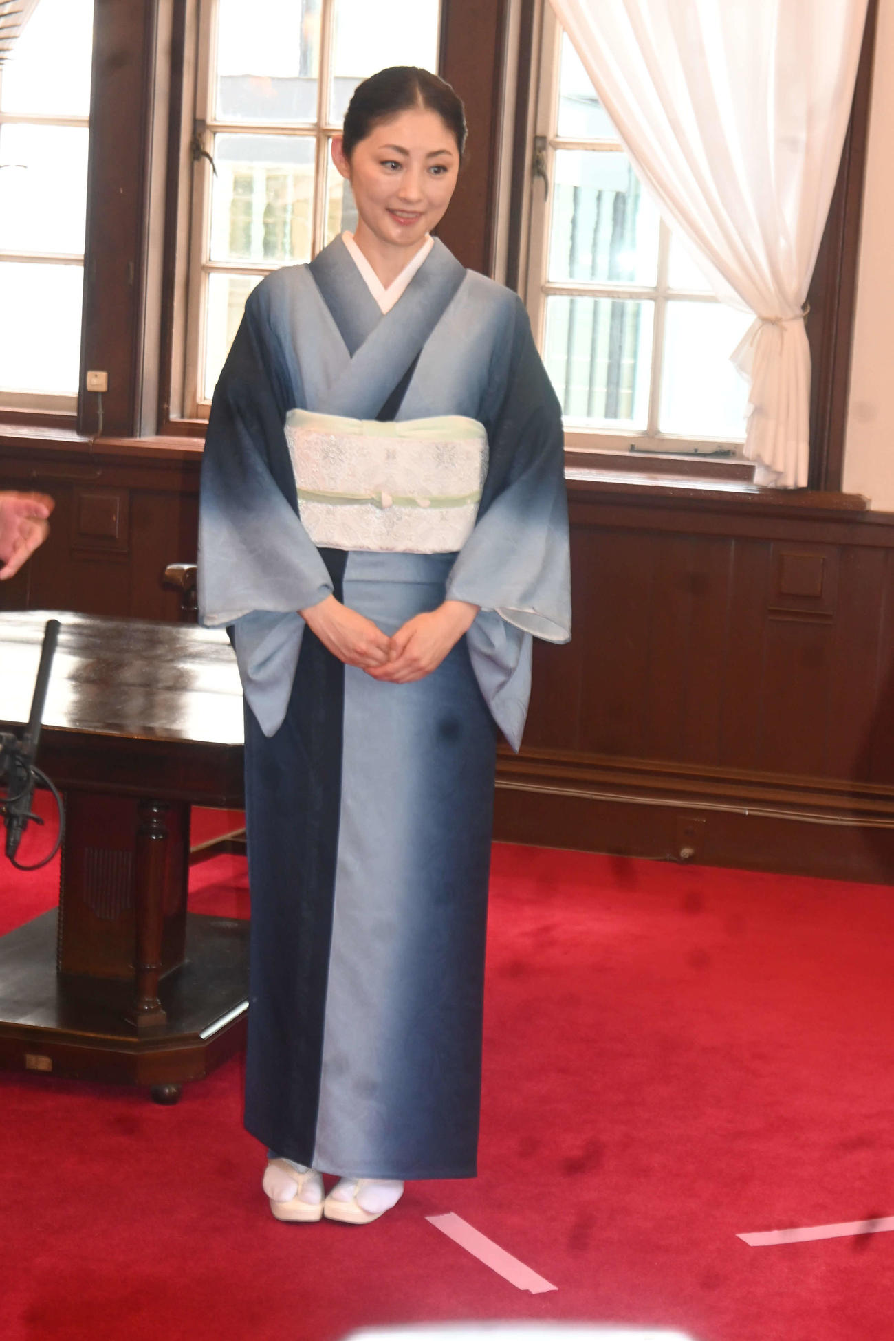 京都府庁旧本館カフェ「salon de 1904」のプレオープンイベントに出席した常盤貴子（撮影・松浦隆司）