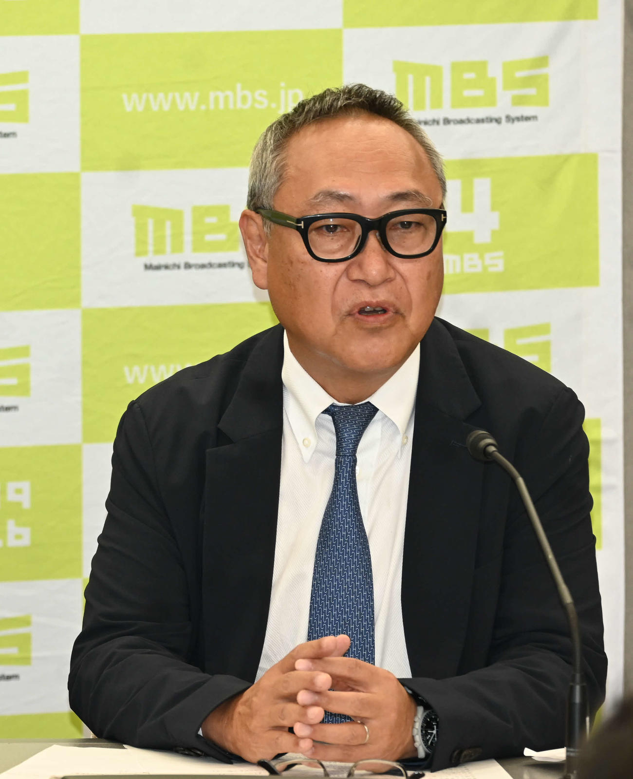 会見したMBSラジオの浜田尊弘社長（撮影・松浦隆司）