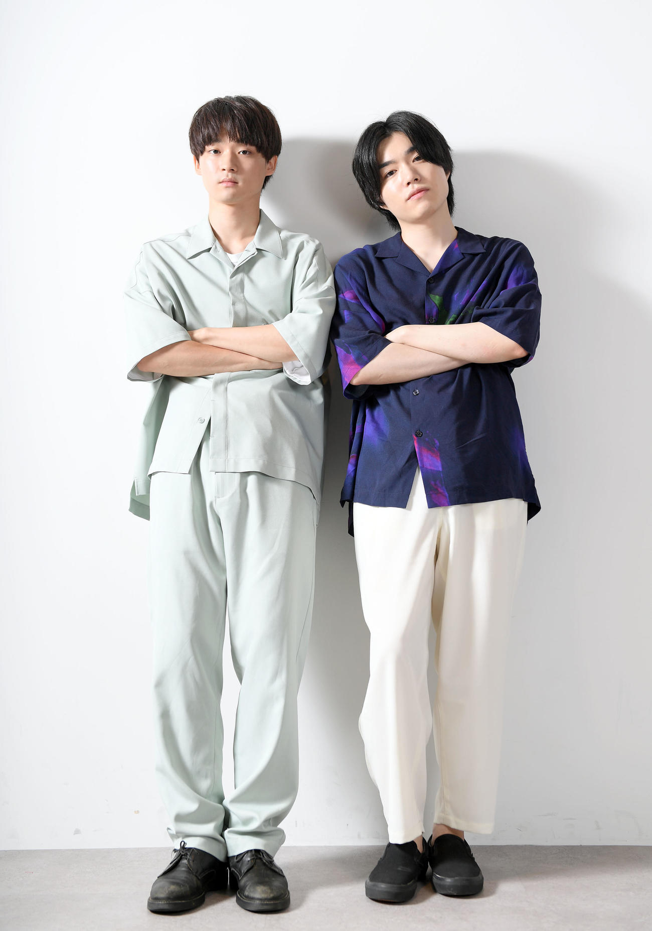 ドラマ「最高の教師　1年後、私は生徒に■された」で生徒役を熱演する萩原護（左）と福崎那由他（撮影・たえ見朱実）