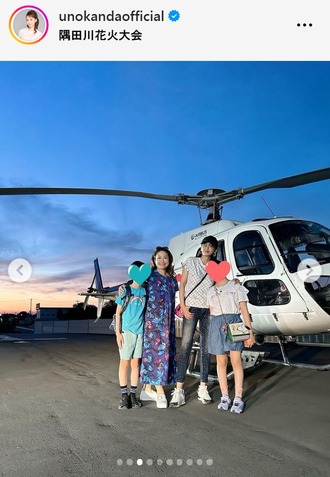 ヘリで隅田川花火を鑑賞の神田うの、夫とのラブラブ写真も公開し「お誘いしてくれたパパに感謝」 - 芸能写真ニュース : 日刊スポーツ