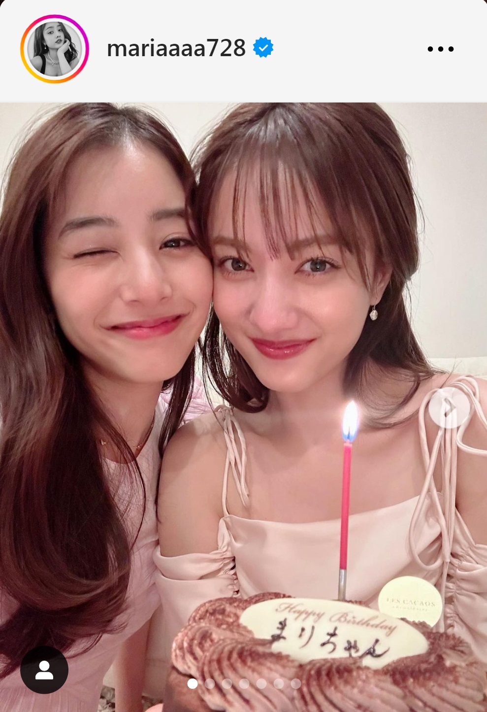 谷まりあと新木優子の密着2ショット（谷まりあのインスタグラムから）