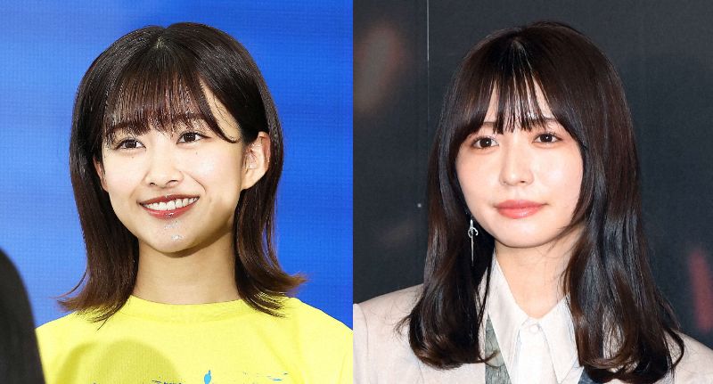 フジ原田葵アナ（左）と長濱ねる