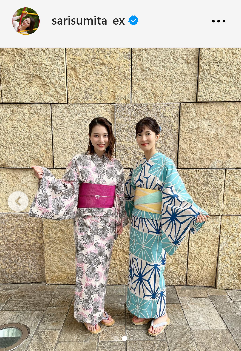住田紗里アナ（左）は荒井理咲子アナと浴衣姿でツーショット（住田紗里アナのインスタグラムから）
