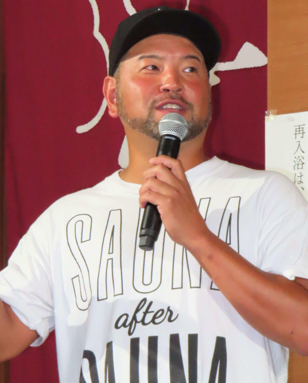 「銭湯・サウナ×おいしい免疫ケアでWでととのうプロジェクト」トークイベントに出席したサウナ師匠（撮影・玉利朱音）