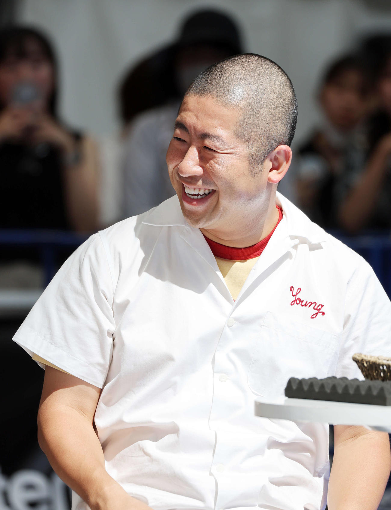 バスケW杯応援イベントに参加した澤部佑（撮影・鈴木正人）