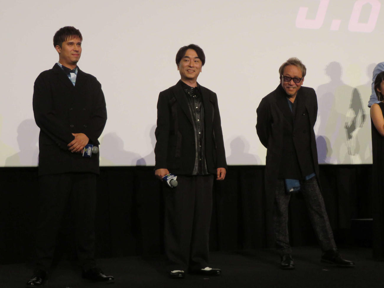 アニメ映画「劇場版シティーハンター　天使の涙（エンジェルダスト）」プレミア舞台あいさつに登壇した、左から木村昴、関智一、堀内賢雄（撮影・村上幸将）