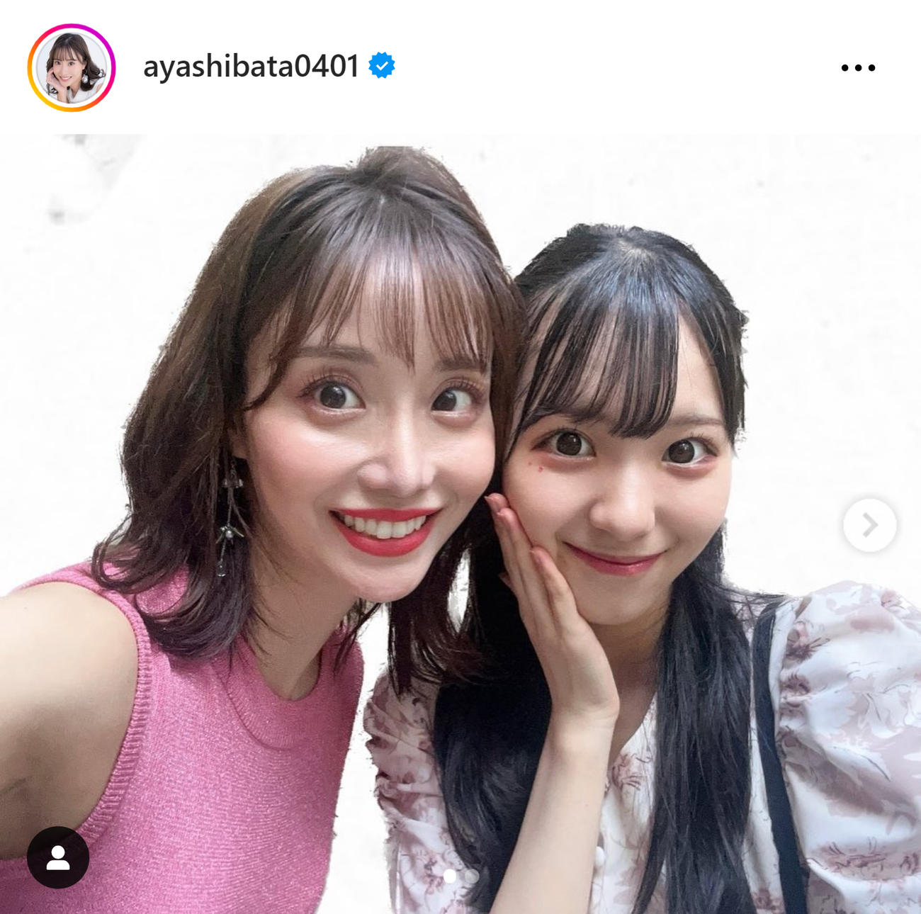 柴田阿弥（左）とSKE48末永桜花（柴田阿弥のインスタグラムから）
