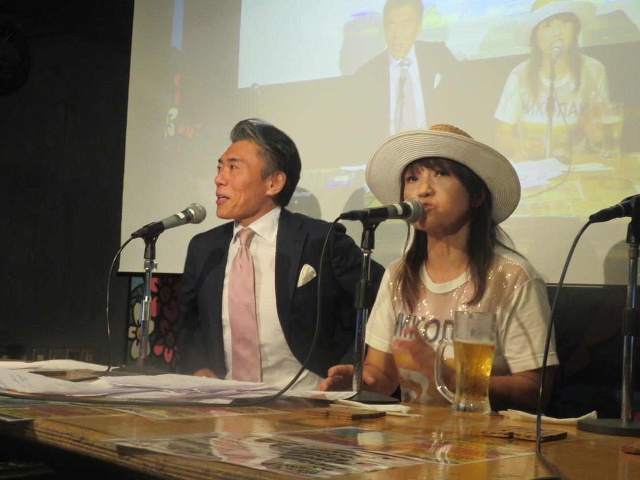 「沖直実の見えるラジオ28」でレジェンドセクシー俳優田淵正浩（左）をゲストにトークを展開するイケメン評論家沖直実