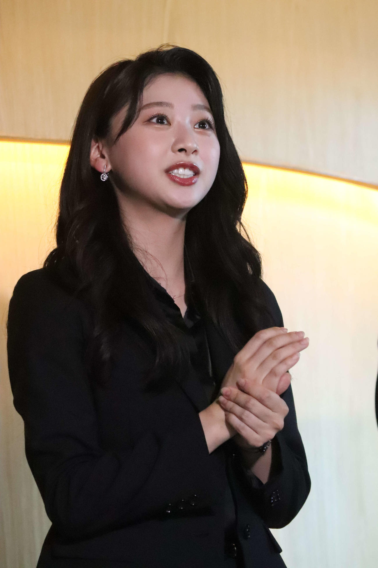 ミュージカル「ヴィンチェンツォ」東京公演初日会見に登壇した富田鈴花（撮影・加藤理沙）