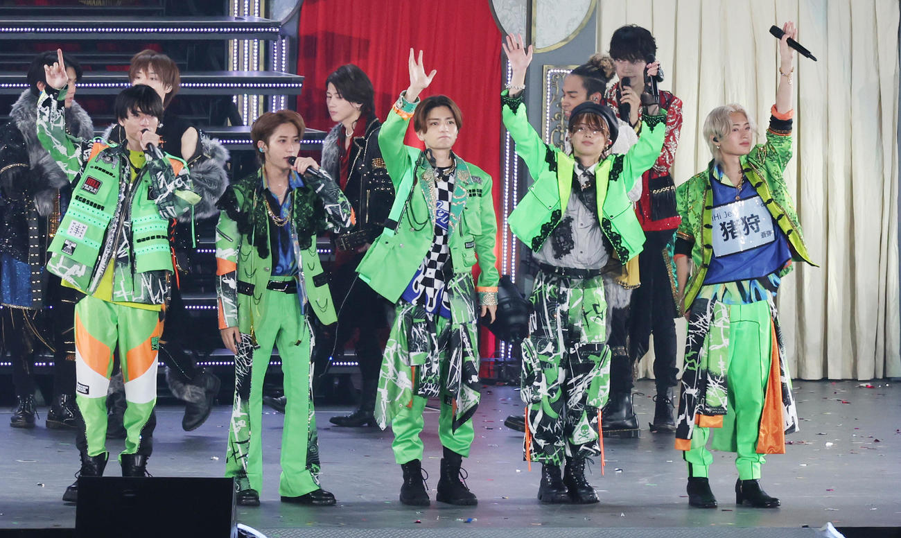「ALL Johnnys’Jr.2023　わっしょい　CAMP！in Dome」に登場したHiHi Jets（撮影・野上伸悟）