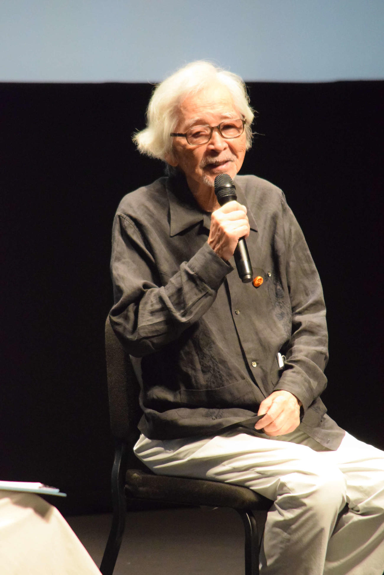出身地の大阪府豊中市での「こんにちは、母さん」先行上映会に登壇した山田洋次監督（撮影・阪口孝志）