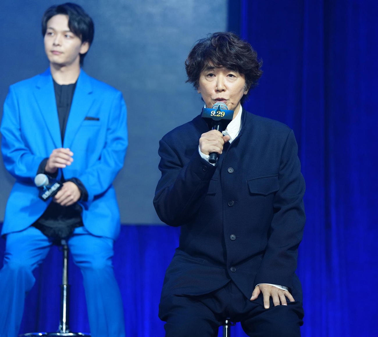 映画「沈黙の艦隊」完成報告会に臨むユースケ・サンタマリア（右）（撮影・江口和貴）