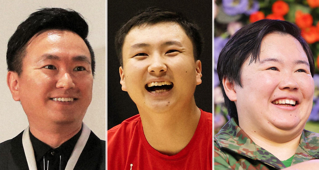 左からかまいたち山内、富永啓生、やす子