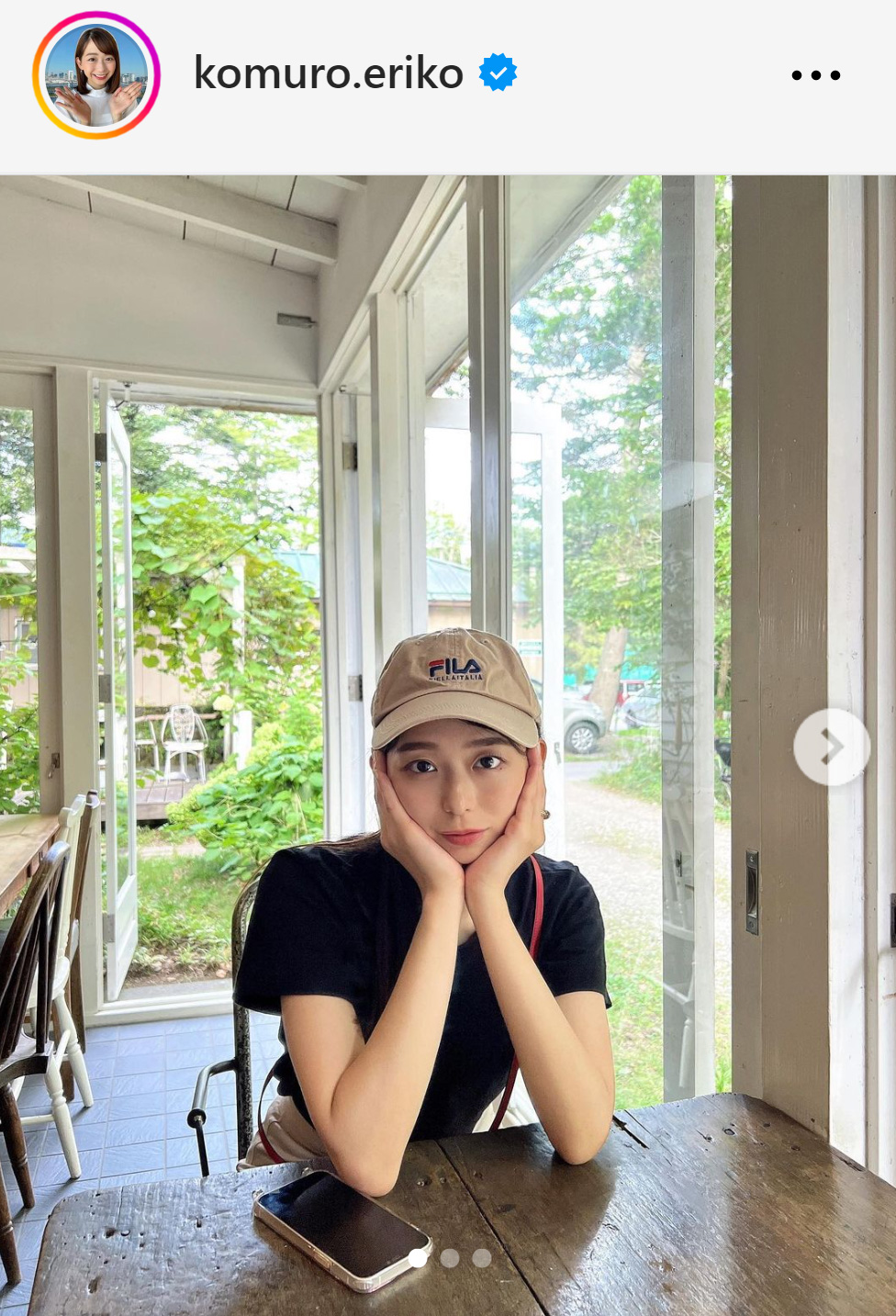キャップ姿の小室瑛莉子アナ（小室瑛莉子アナのインスタグラムから）