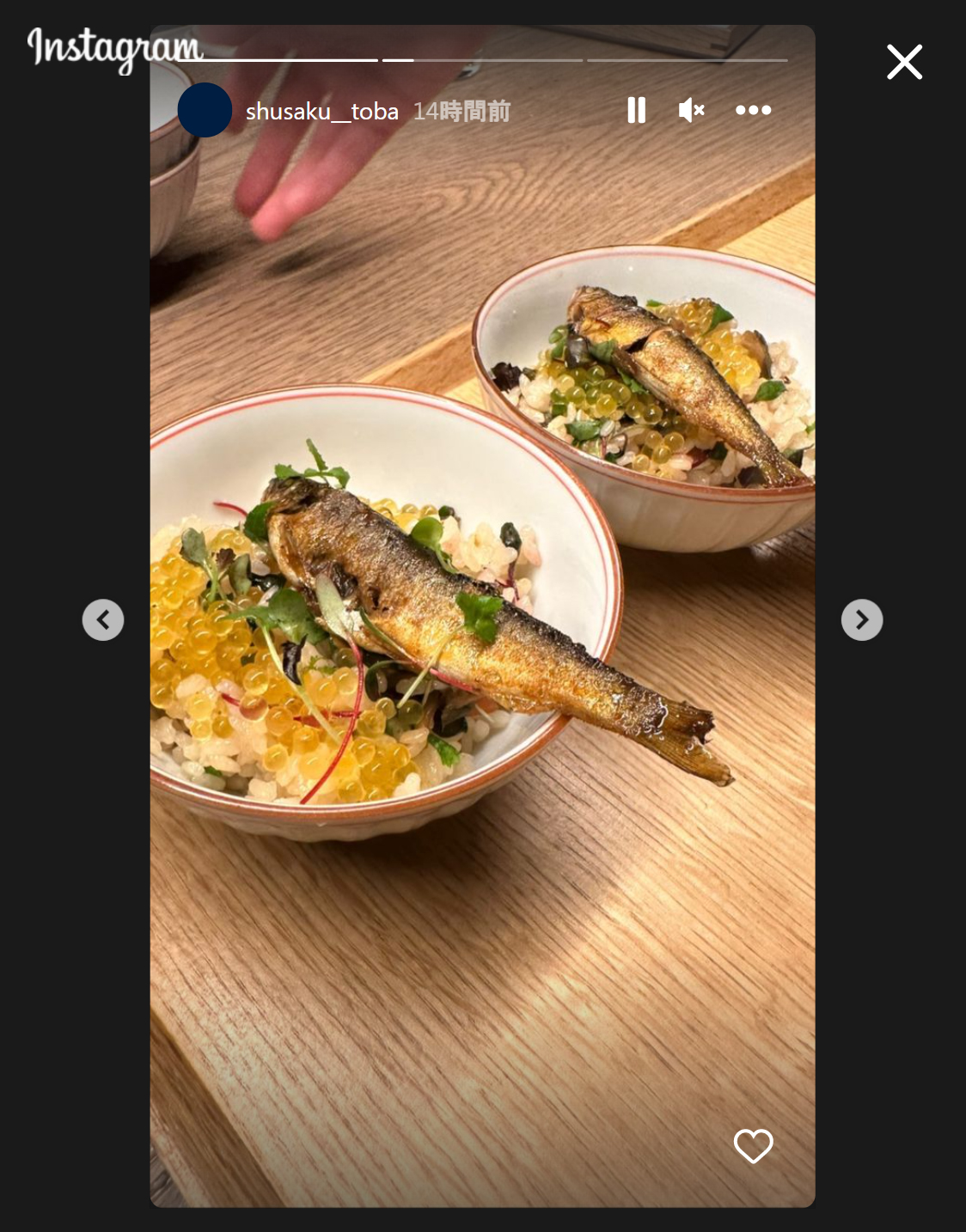 鳥羽周作氏のインスタグラム（ストーリーズ）から