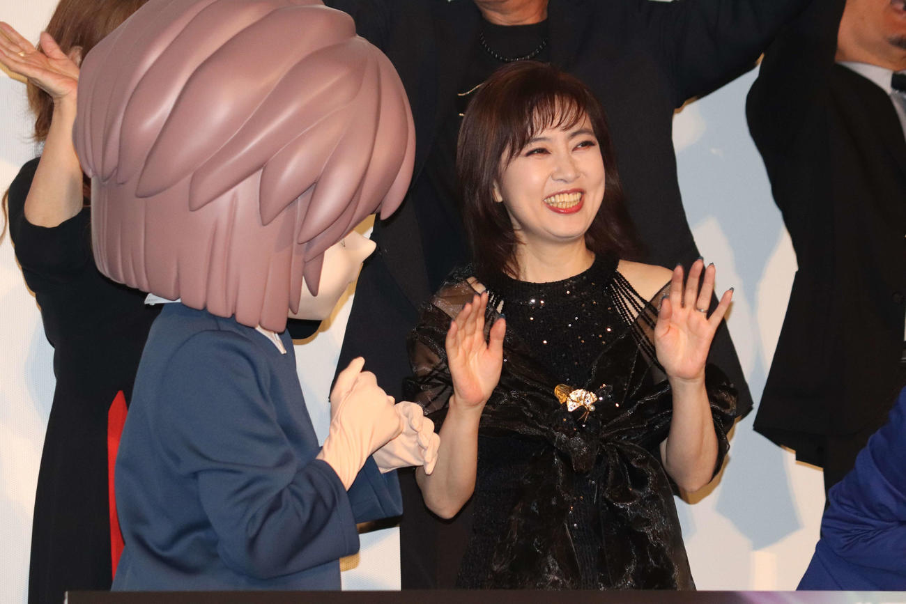 映画「名探偵コナン　黒鉄の魚影」大ヒット舞台あいさつに登壇した林原めぐみ（撮影・加藤理沙）