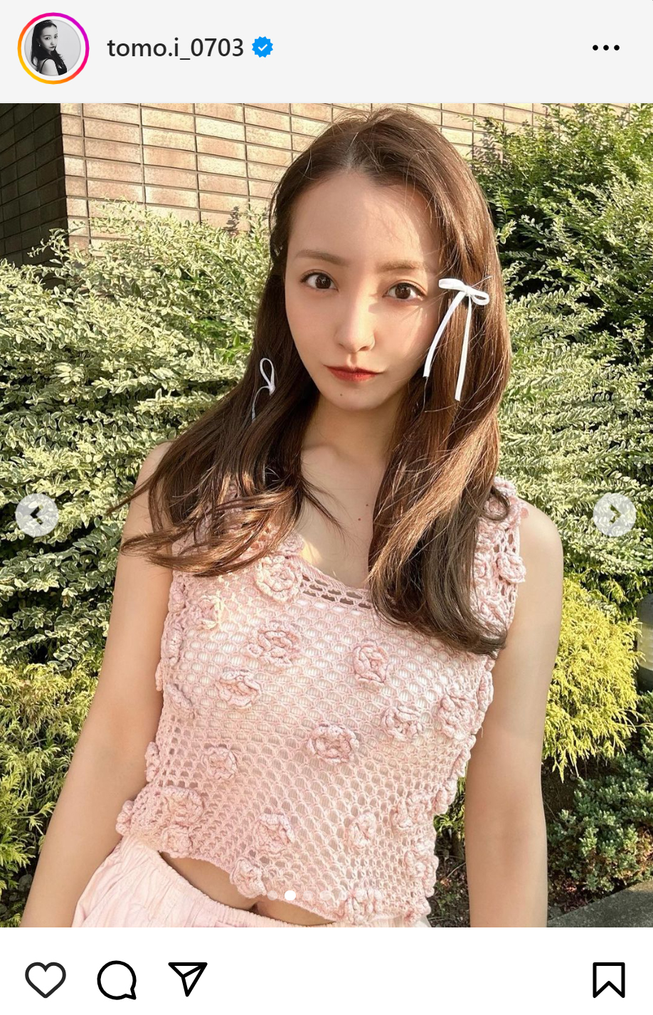板野友美のインスタグラムから