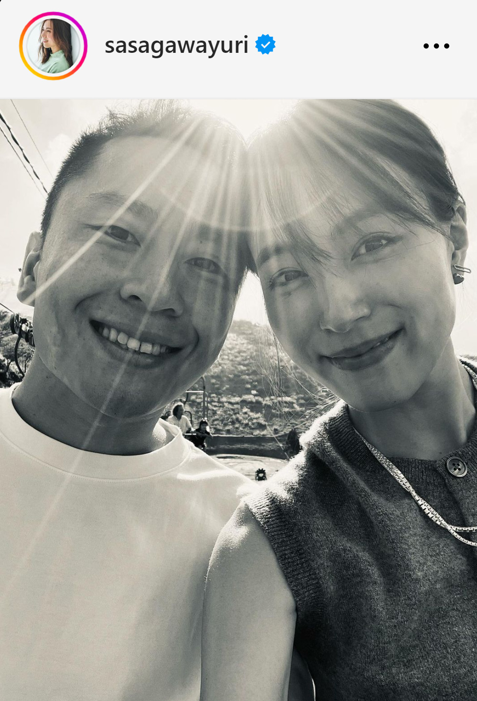 笹川友里と夫太田雄貴氏のツーショット（笹川友里のインスタグラムから）
