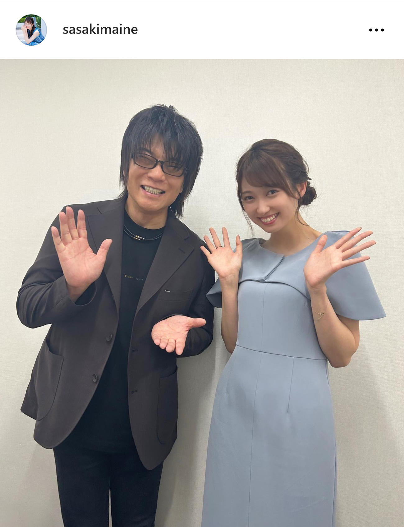 森川智之（左）とTBS佐々木舞音アナ（佐々木舞音アナのインスタグラムから）