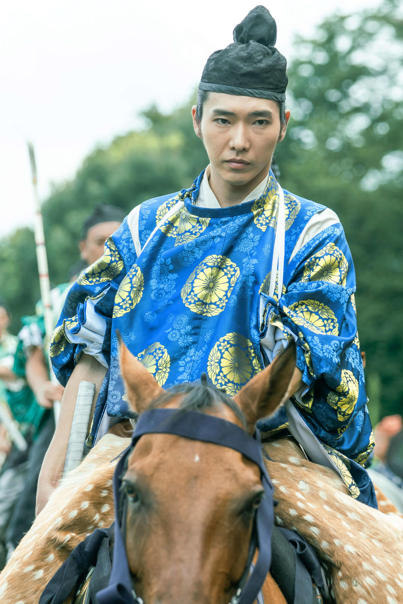 打毬（だきゅう）の撮影を行う、24年度大河ドラマ「光る君へ」で藤原道長を演じる柄本佑