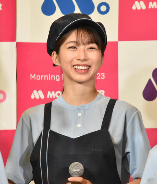 「朝、モスしよ！　キャンペーン」発表会に出席したモーニング娘。'23の牧野真莉愛
