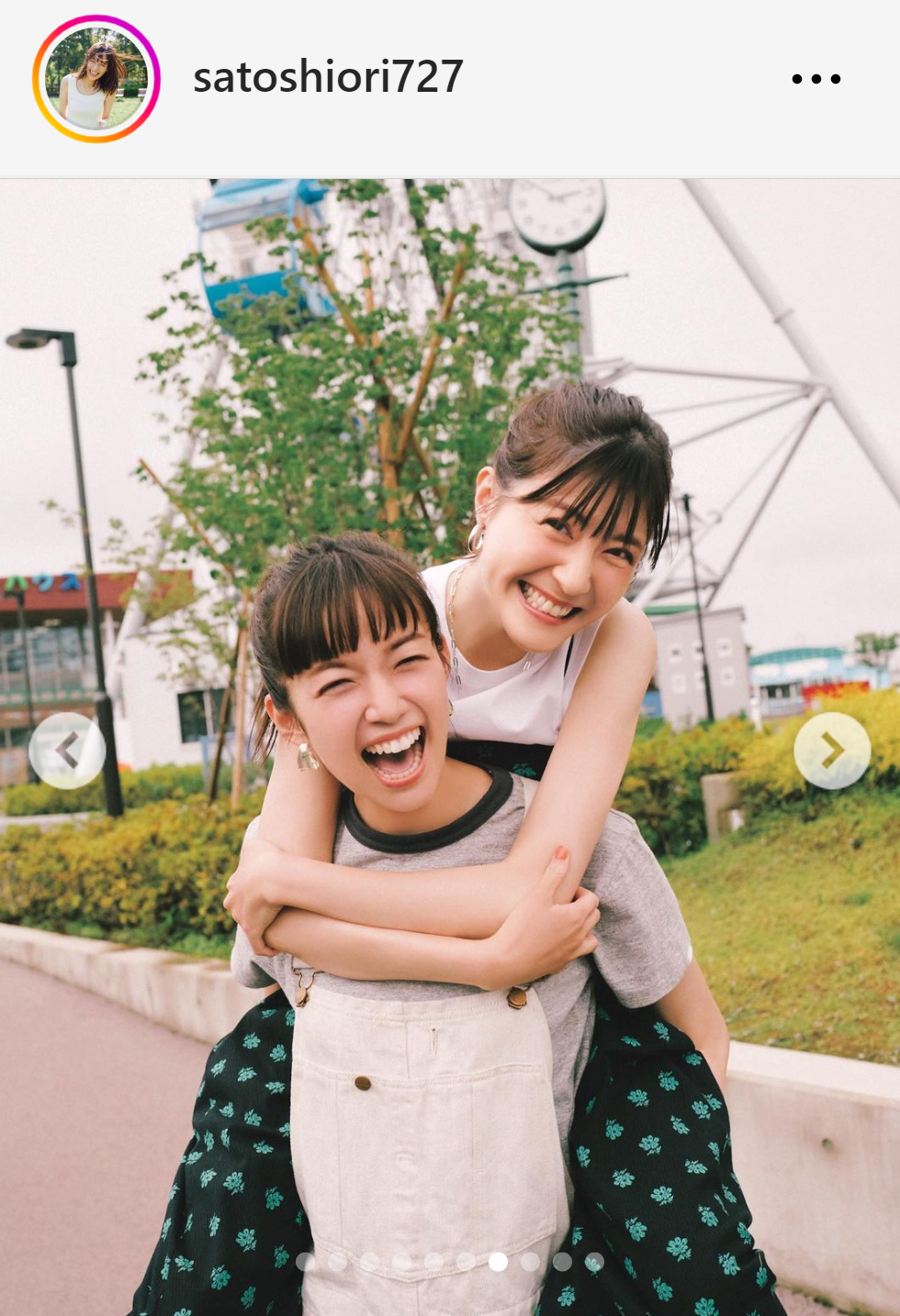 佐藤ありさ（上）とのツーショットを披露した佐藤栞里（佐藤栞里のインスタグラムから）