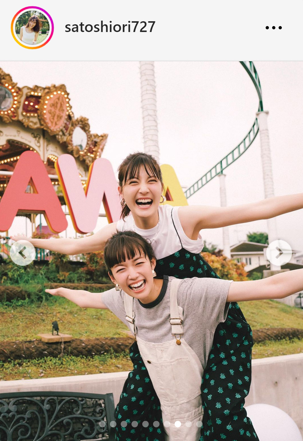 佐藤ありさ（上）とのツーショットを披露した佐藤栞里（佐藤栞里のインスタグラムから）